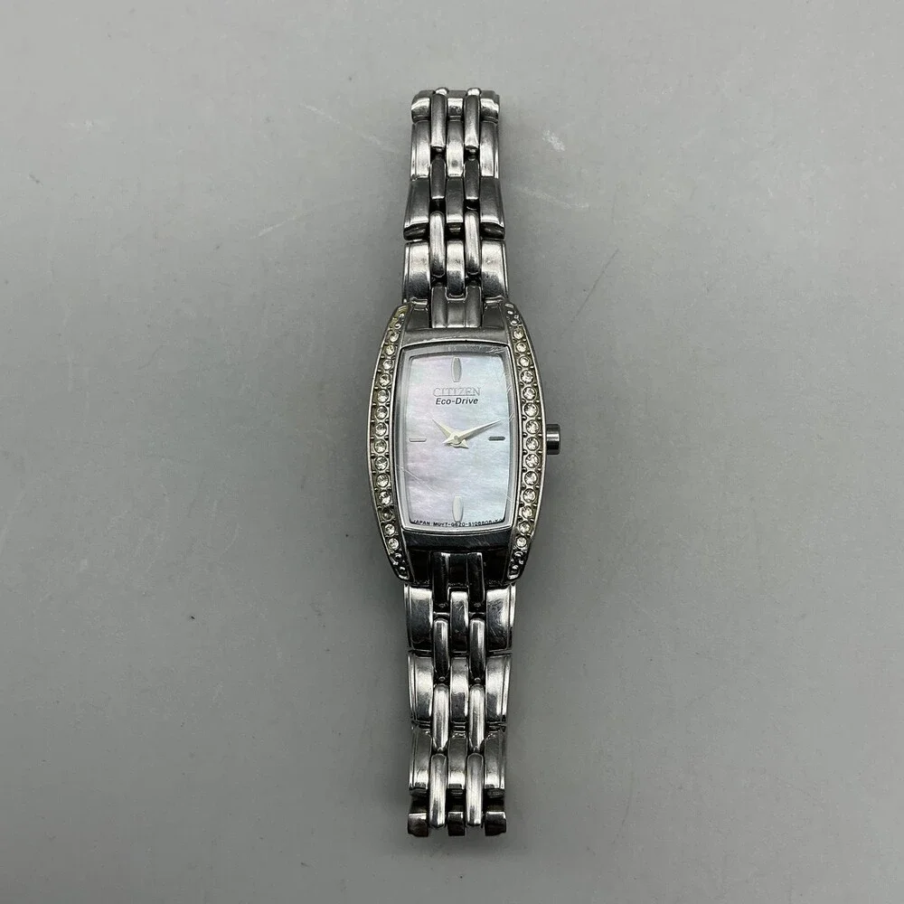 Citizen Eco-Drive Womens Watch 17mm MOP G620-S074711 Crystals Stainless 5.75